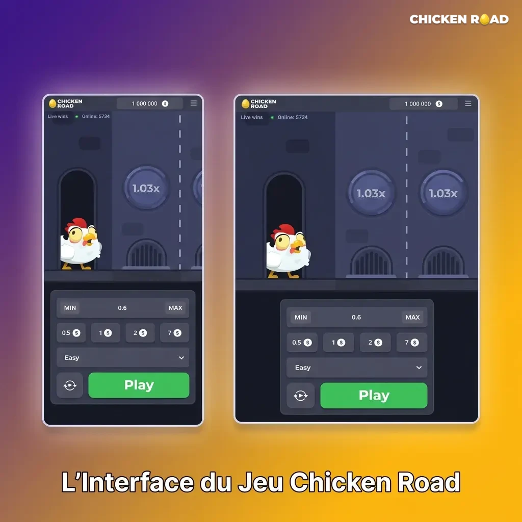 Chicken Road game interface with chicken character, ovens, real-time multiplier, and visible bet/cashout buttons